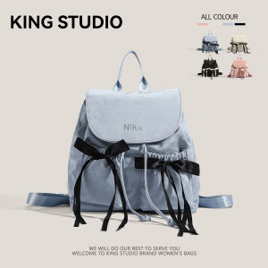 Trendy Nylon Canvas Butterfly Knot Double Shoulder Bag for Women Large Capacity Commuter Travel Bag Soft Handle Casual Style