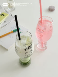 NANZA Large Capacity Creative Glass Coffee Cup And Beer Cup Couples Drunk Micro-Incarnation Cute Printed Irregular Shape Cups