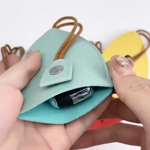JS SHOP Pull Out Keychain Pouch PU Leather Waterproof PU Key Wallets Casual Key Bag Holder Case Solid Color