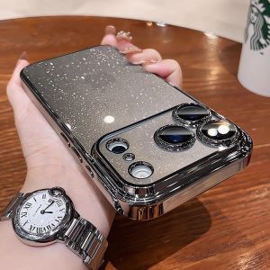 Plating Glittering Sparkle Transparent Phone Case For iPhone 17 Pro Max 16 15 14 Plus 17 Air Lens Camera Protection Slim Cover