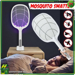 HOMECARE PH. 3000V HandHeld Electric Mosquito Swatter and Mosquito Killer lamp 2in1 w/ UV Lamp USB Rechargeable Electric