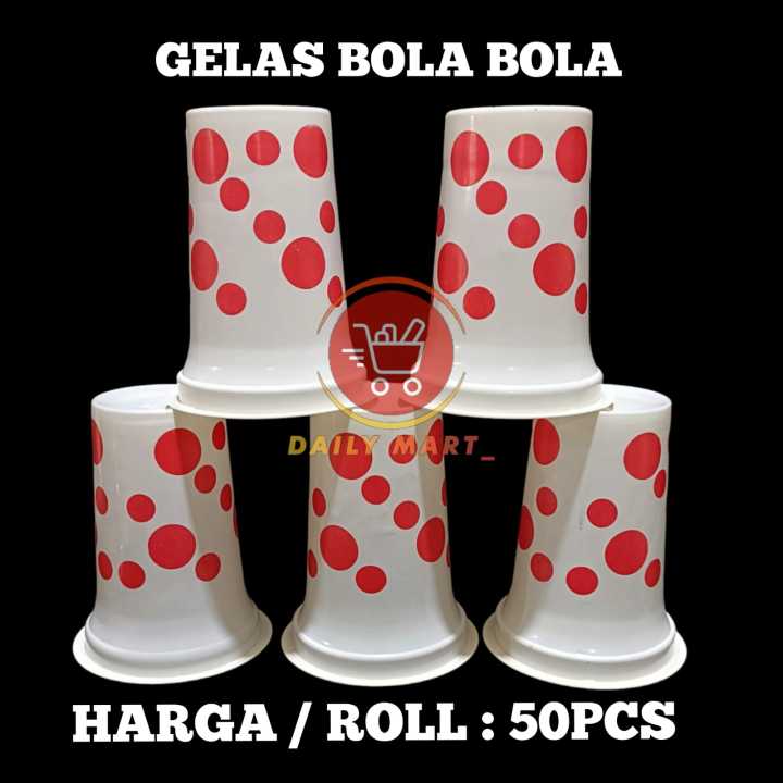 Gelas Plastik Bola Bola Isi 50pcs Gelas Plastik Polkadot Merah 200ml Isi 50pcs Lazada Indonesia 6317