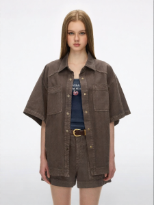 Retro Wide Shoulder Denim Shirt