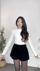 Quần Short Nhung Cạp Cao Khóa Sau BigSize Quần Đùi Nhung 2 Lớp Lưng Cao Ống Rộng-QN