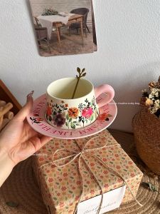 Attractive Pink Floral Ceramic Mug Set