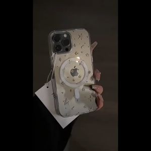 เต็มหน้าจอสีดาวใสกรณีแม่เหล็กสำหรับ iPhone 11 12 13 14 15 16 Pro Max Plus อะคริลิแม่เหล็กปกแข็งสำหรับ IPhone16กรณีปลอก