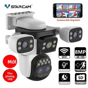 Camera IP Vstarcam 8MP 4K Với Zoom Quang 10X WiFi Ngoài Trời Chống Nước PTZ 4 Ống Kính Theo Dõi Thông Minh Giám Sát Video Sử Dụng Trong Nhà/ngoài Trời