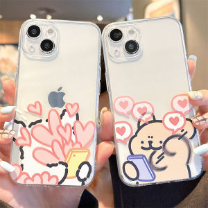 Cute Dog Couple Phone Case Transparent Silicone Anti-Fall for Apple 15Promax 14 13Mini 12 Cartoon 11 Female 17/XR 16 Anti-Fall 16 Silicone Case