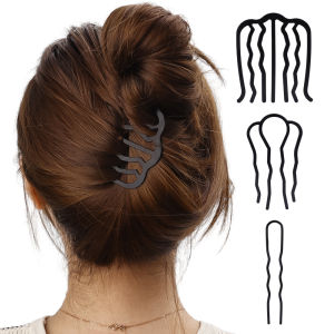 ILOVEDIY New Metal Black Hair Fork Clip Women Hair Pin Combs Messy Bun Hair Pin Clip Side Combs Updo Hair Sticks Hair Styling Tool