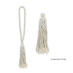 สายรัดผ้าม่าน Macrame มีพู่ที่ด้านหลังเชือกคอตตอนทอมือ aksesoris gorden ตกแต่งแนวโบฮีเมียนที่แขวนผนัง