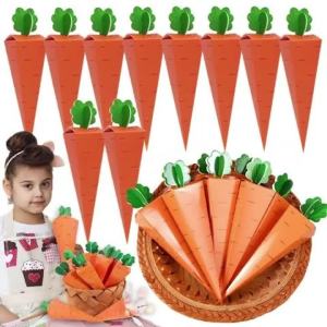 10-30pcs Easter 3D Carrot Treat Boxes Cookie Candy Cases Cardboard Box Paper Gift Container for Easter Birthday Party Supplies
