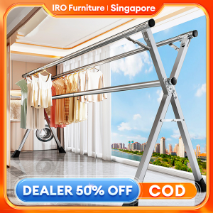 IRO Clothes Drying Rack Adjustable Three Pole Clothes Hanging Rack Extendable Laundry rack X Type Drying Rack