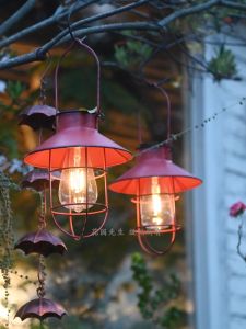 Retro Solar Powered Iron Art Lantern Outdoor Camping Tent Lighting Atmosphere Hanging Lamp Mr Garden Solar Landscape Courtyard Light