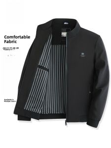 ROMON | Lormen Mens Jacket Spring Autumn Casual Stand Collar Workwear Administrative Outerwear Polyester Fiber Standard Fit Fashion Urban