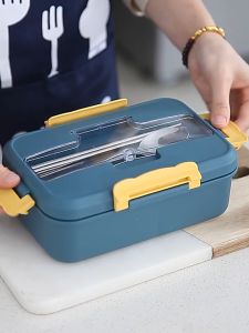 Hộp cơm văn phòng 3 ngăn cao cấp  800-1000ml dùng được trong lò vi sóng--kèm muỗng đũa inox-NIEVE