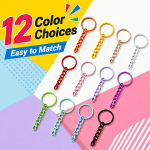 10~30pcsColored Keyrings With Chains Lobster Clasps For DIY Jewelry Making Key Rings Connector Hooks Bags Buckles Accessories