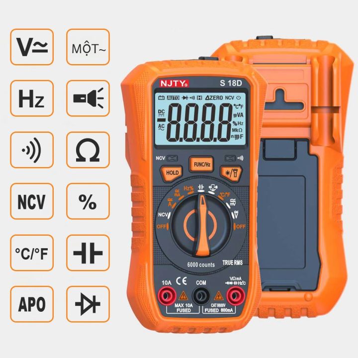 NJTY S18D/A Đồng Hồ Vạn Năng Kỹ Thuật Số Cầm Tay, Đo Điện Áp, Điện Dung ...