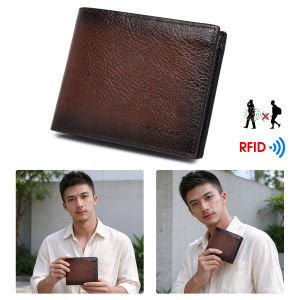 MENSPE Mens Wallet RFID Blocking Protection Simple Short Wallet Soft PU Business Wallet Retro Wallet Multi-Card Position Wallets Travel Purses Coin Wallet