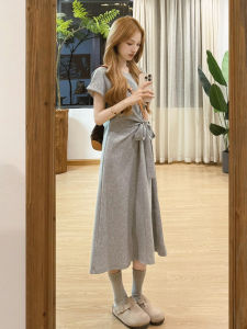 No Brand | ชุดเดรสผูกเอวสีเทาสำหรับคนตัวเล็ก