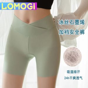 LOMOGI M-4XL Ice Silk Safety Pants Women Summer Elastic Waist Short Legging Ladies Plus Size Panties Stretch Plus Size Breathable Cool