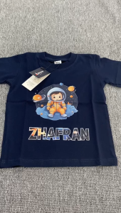Kaos Anak Lengan Pendek Karakter Astronot Free SABLON Nama Bahan Cotton Combed 30S