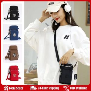 Mobile Phone Bag For iPhone 16 Pro Max 16 Plus 16E 15 14 13 12 Men Women Outdoor Crossbody Oxford Cloth Zipper Bag Wrist Pouch Portable Shoulder Bags Nylon Waterproof Women Mobile Phone Bags Mini Female Messenger Purse Lady Wallet Female CrossBody Bag
