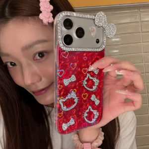 Sanrio | Luxury Glitter Diamond Hello Kitty Phone Case For iPhone 12 13 14 15 16 17 Pro Max Plus Bling Shockproof iPhone 11 Phone Cover