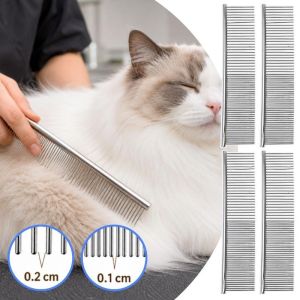 PawPulse【Local Stock】3Pcs Stainless Steel Dual-Teeth Pet Detangling Comb Round Tip Pet Grooming Tool