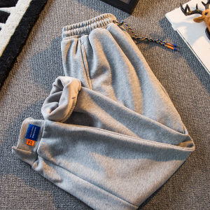 Winter Thickened Fleece Grey Sweatpants Mens Trendy Brand Autumn Winter Style Warm Casual Pants Handsome Mens Trousers