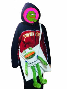 Authentic Sad Frog Pepe Frog Handbag Canvas Bag Funny Doll Large Capacity Schoolbag Shoulder Bag Lonely Frog Gift