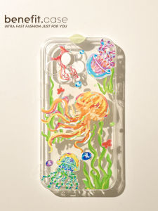 Minimalist Jellyfish Oil Painting Transparent Silicone Phone Case