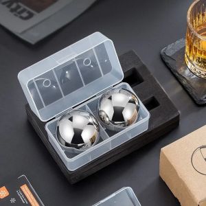 Stainless Steel Round Ice Hockey Ice Clip Set Reusable Long Lasting Freezing Metal Ball Whiskey Beer Cooler Party Bar Tools