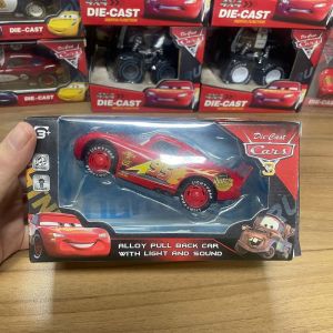 Lightning Mcqueen Disney Model Car 3 Cartoon Q-Version Inertial Pull-Back With Lights And Music Figures Cars ChildrenS Toy Gift