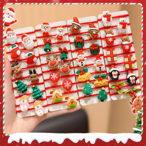 Multicolor Christmas Themed Plush Hair Ties for Girls - Santa Snowman Reindeer Design Hair Accessories Ideal Gift for Women