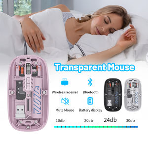 Transparent Bluetooth Mouse DPI Wireless Dual-Mode Silent Rechargeable Computer Silent Mouse For Tablet /PC/ Phone/Tablet 无线鼠标