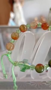 Chuỗi tràng hạt mân côi mã não đá xanh nâu đeo tay 10 hạt( hạt tròn và hạt dài) - chuỗi p.h.o.n.g th.ủ.y