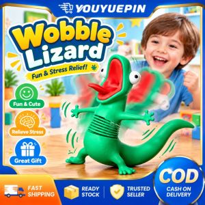 YOUYUEPIN 3D Printed Style Wobble Lizard Flexible Spring Body Squeeze Toy Durable Plastic Meme Figurine Car Dashboard Ornament Anti Anxiety Fidget Gadget Ready Stock