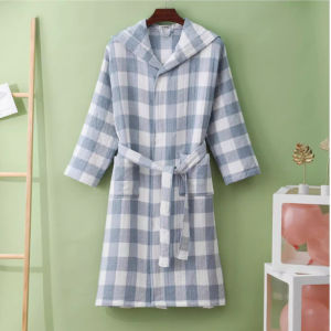 Pure Cotton Bathrobe for Kids with Cap Three-Layer Gauze Absorbent Quick-Drying Swimming Shower Robe Autumn Winter Nightgown