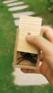 HOME + HOUND Wooden Funny Scare Box Prank Spider Toy - Wooden Box Black Spider Novelty Gag Toy