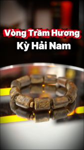 Vòng tay trầm hương KỲ HẢI NAM dạng trụ trúc thô Xưởng Mộc Việt mùi thơm ngọt mạnh vân dầu dẻo đậm