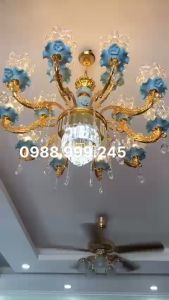 Đèn chùm pha lê Châu Âu 15 tay sang trọng dành cho phòng khách - khách sạn - biệt thự - nhà hàng ( tặng kèm bóng led )