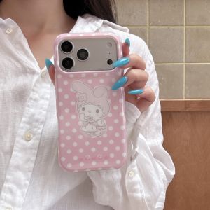 Sanrio | Pink Polka Dot My Melody Phone Case Cute Cartoon Large Window Lens Frame Shockproof Protective Cover For iPhone 16 15 17 Pro Max
