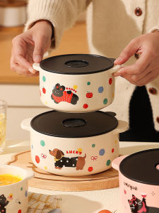 Hộp Đựng Thức Ăn Trưa Bằng Gốm Sứ Dễ Thương Có Nắp Đậy Hộp Đựng Thức Ăn Nhanh Hộp Đựng Cơm Lò Vi Sóng Nước Trái Cây Đồ Dùng Ăn Uống