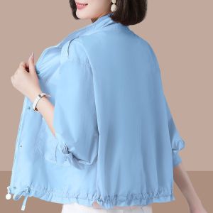 เสื้อแจ็คเก็ตสั้นผู้หญิงบางระบายอากาศได้ดีสำหรับกลางแจ้งในช่วงฤดูร้อนปี 2025 เสื้อคลุมกันแดดแบบหลวมๆ สไตล์ใหม่