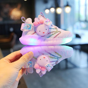 Sepatu Sneakers Anak Perempuan Terbaru Import Led Motif Hello Rabbit usia 1 - 5 tahun