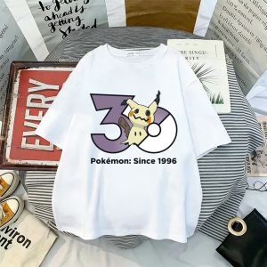 Pokemon T Shirt Men Women 2026 Summer Short Sleeve Tee Anime Print Tops 30th Anniversary Streetwear Casual Parent-child Clothing