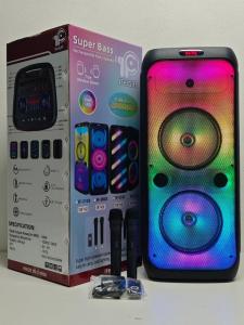 Large Power Bluetooth Speaker with Wireless Mic Colorful Lights for Square Dance Outdoor Karaoke Portable Audio System