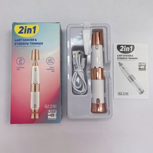 2 IN 1 Rechargeable Epilator Electric Eyebrow Trimmer Female Body Facial Lipstick Shape Hair Removal Mini Painless Razor Shaver