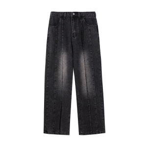 กางเกงยีนส์ทรงหลวมขาตรงสำหรับผู้ชาย กางเกงขายาวทรงหลวมสไตล์ญี่ปุ่นย้อนยุค กางเกงขายาวทรงหลวมสำหรับผู้ชาย กางเกงยีนส์ทรงหลวม