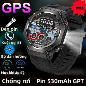 Đồng Hồ Thông Minh GPS Mới Màn Hình 1.39 Pin 530mAh Theo Dõi Thể Thao Ngoài Trời Với Đèn Pin Mạnh Mẽ La Bàn Đo Nhịp Tim Khả Năng Gọi Bluetooth